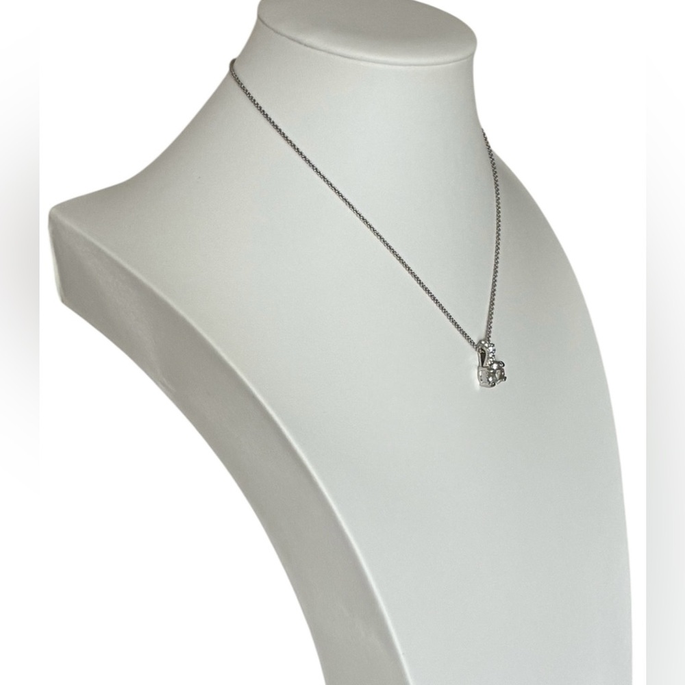 Swarovski Signed Swan Silver-Tone Oval Crystal Pendant Necklace - Picture 4 of 11